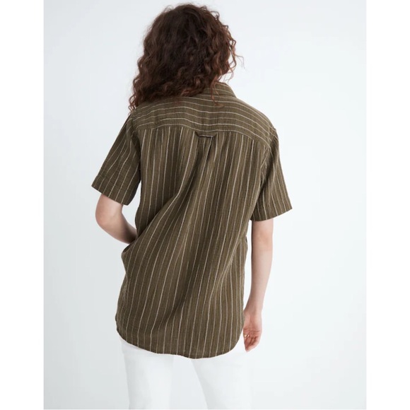 Madewell Lightspun Short Sleeve Flap-Pocket Button Down Striped size Small - Picture 4 of 9
